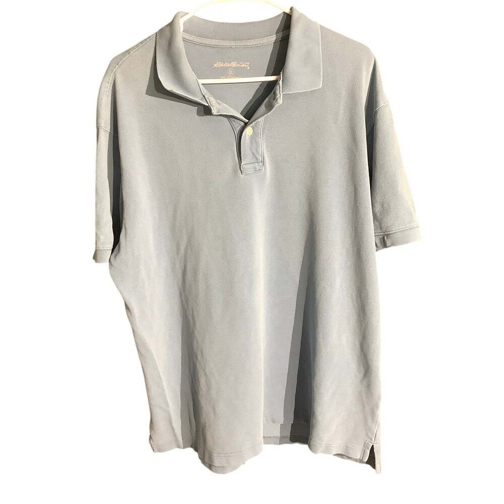 Eddie Bauer Men's XL Light Blue 100% Cotton Performance Polo Outdoor